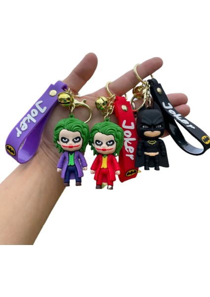 Theseul 3D Lüks Büyük Boy Marvel Joker Silikon Anahtarlık 3 Adet