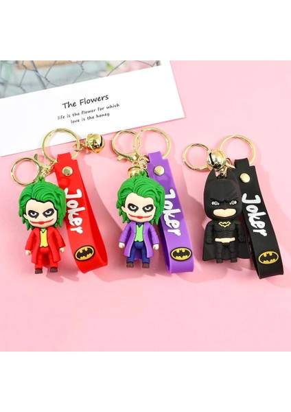 Theseul 3D Lüks Büyük Boy Marvel Joker Silikon Anahtarlık 3 Adet