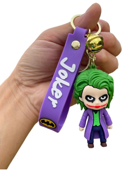 Theseul 3D Lüks Büyük Boy Marvel Joker Silikon Anahtarlık 3 Adet
