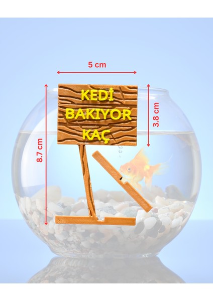 Akvaryum Dekoru - Kedi Bakıyor Kaç (Ahşap Desenli)