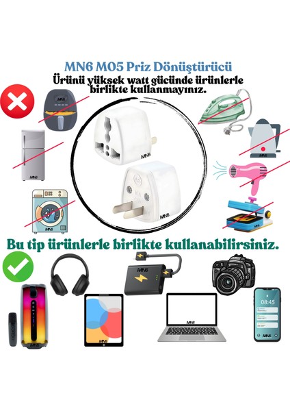 M05 Priz Dönüştürücü/2 Adet Fiş -Türk-Ingiliz Fişini Amerikan Fişine Çevirici Adaptör