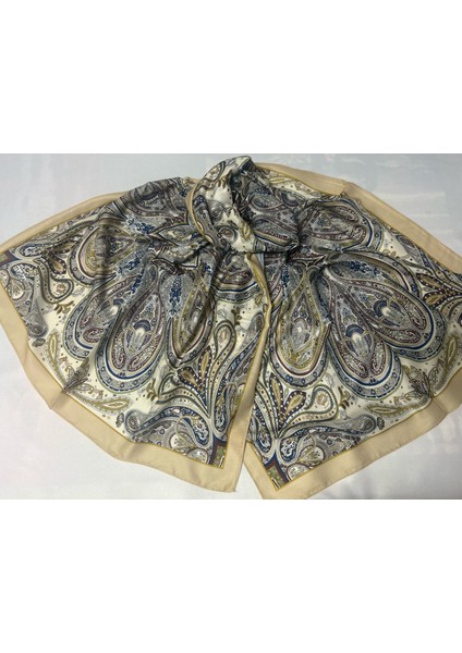 Kadın Pamuklu Pastel Sarı Retro Etnik Şal