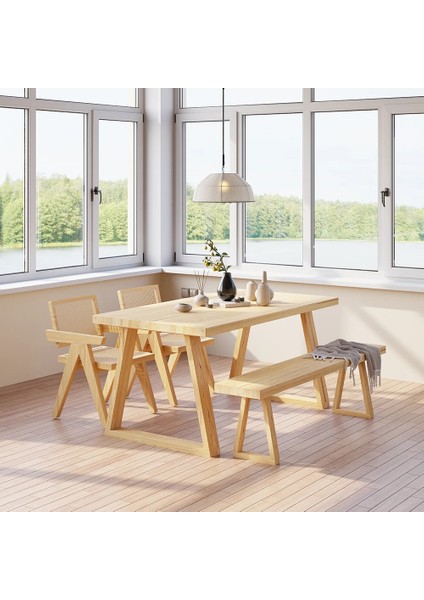 Ahşap Doğal Kütük Yemek / Toplantı / Çalışma Masası