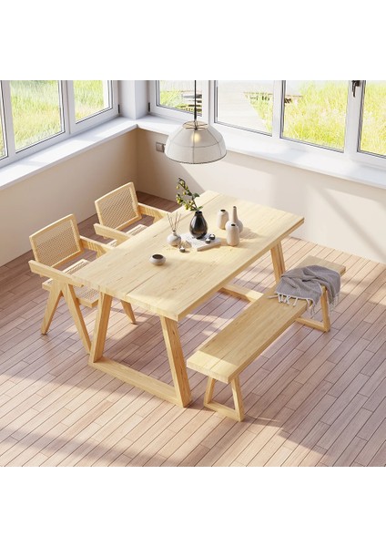 Ahşap Doğal Kütük Yemek / Toplantı / Çalışma Masası