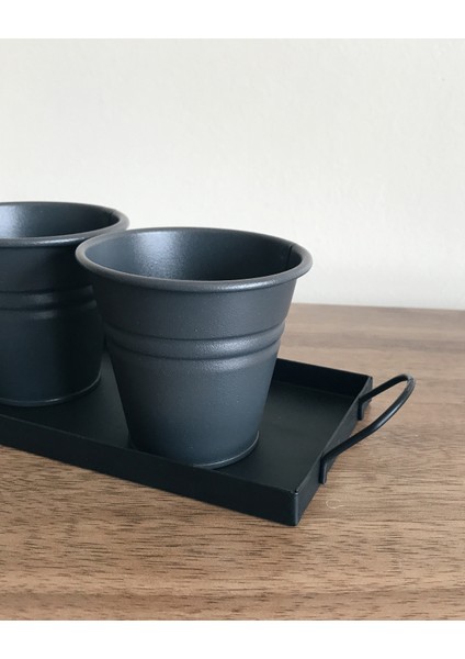Mat Siyah Kahve Sunum Tepsisi Söz Tepsisi Kafe Cafe Yüzük Tepsisi