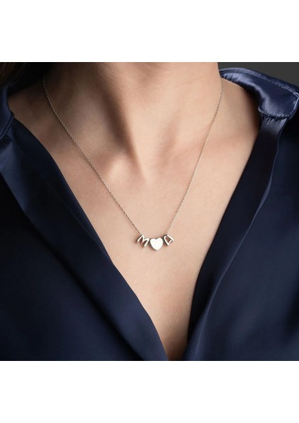 925 Ayar Gümüş Iki Harf ve Kalp Kolye fırsatları