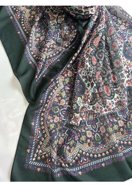 Kadın Pamuklu Zümrüt Yeşili Retro Etnik Şal modelleri