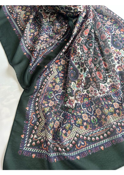Kadın Pamuklu Zümrüt Yeşili Retro Etnik Şal fırsatları