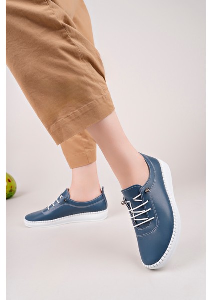 Kadın Düz Taban Ortopedik Lastik Bağcıklı Deri Günlük& Şık Casual Ayakkabı fiyatları