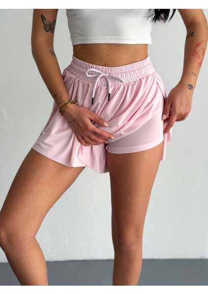 Kadın Bel Spor Şort Etek - Bel Kontrolü Olan Yoga Koşu Fitness Şort Etekleri – Şortetek Tenis Etek