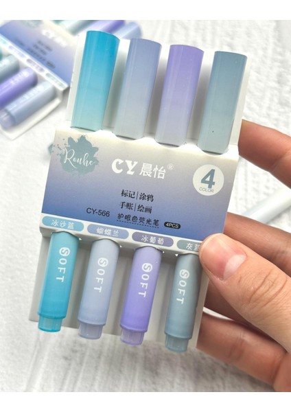 Soft Pastel Renkli 4'lü Marker Kalem Seti Mor indirimleri