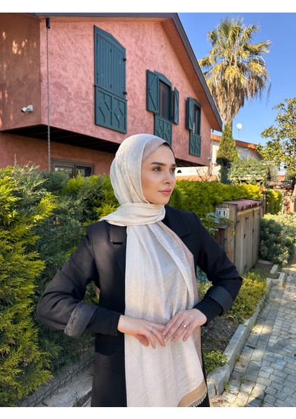 Mk Yaldızlı Kenar Pamuk Ipek Şal Yeni Sezon
