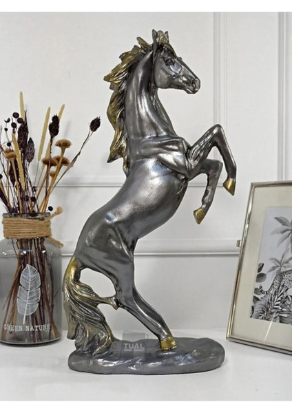 Dekoratif Şahlanan At Heykel Biblo