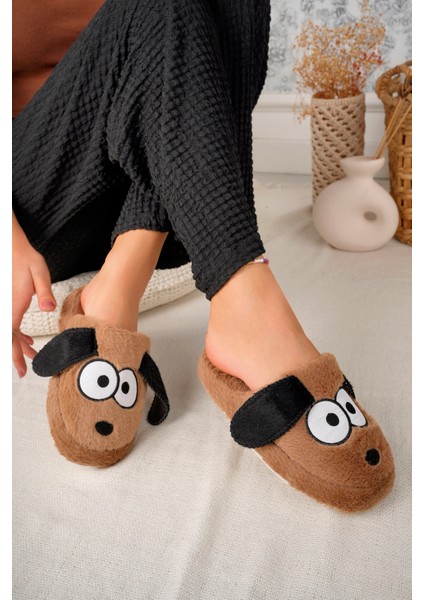 Kadın Peluş Köpek Desenli Ev Terliği Sevimli ve Yumuşak Kışlık Terlik fırsatları