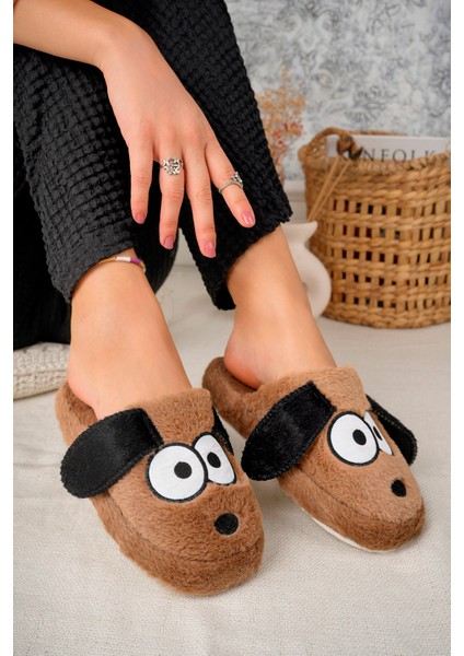 Kadın Peluş Köpek Desenli Ev Terliği Sevimli ve Yumuşak Kışlık Terlik indirimleri