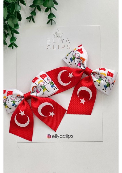 2'li 23 Nisan Tokası Gösteri Tokası Kırmızı Kurdele Toka Bayraklı Toka Çocuk Tokası