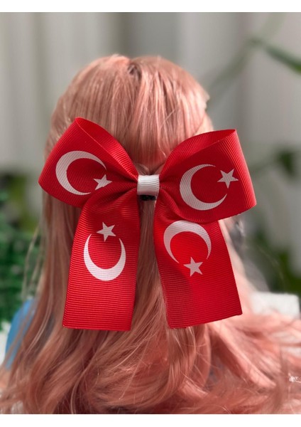 Türk Bayrağı Kız Çocuk Fiyonk Toka - 23 Nisan 29 Ekim Gösteri Tokası modelleri