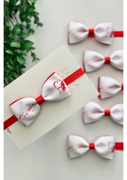 Erkek Beyaz Kırmızı Atatürk Imzalı ve Silüetli 29 Ekim / 23 Nisan / 10 Kasım Papyon