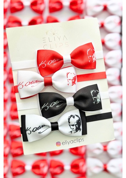 Erkek Beyaz Kırmızı Atatürk Imzalı ve Silüetli 29 Ekim / 23 Nisan / 10 Kasım Papyon indirimleri