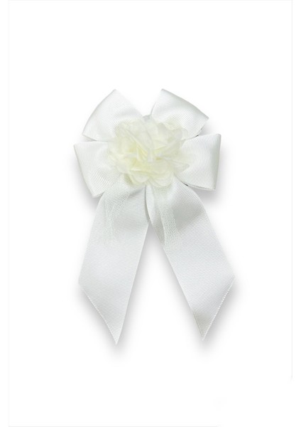 Beyaz Çıtır Çiçekli Fiyonk Klipsli Toka