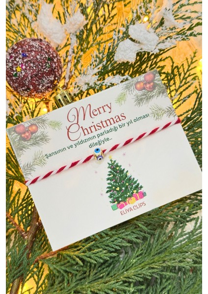 Nazar Boncuklu Marteniçka Yılbaşı Şans Bilekliği Kartlı Hediyelik modelleri