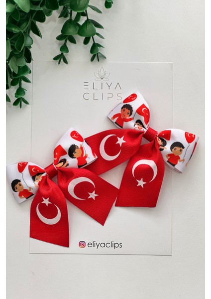2'li 23 Nisan Tokası Adet Gösteri Tokası Kırmızı Kurdele Toka Bayraklı Toka Çocuk Tokası