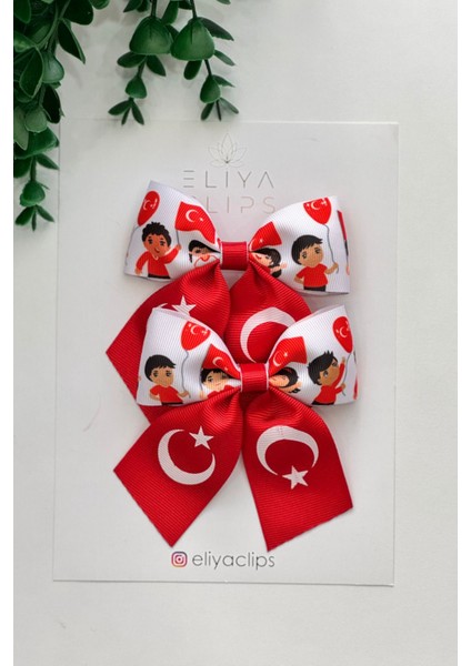 2'li 23 Nisan Tokası Adet Gösteri Tokası Kırmızı Kurdele Toka Bayraklı Toka Çocuk Tokası