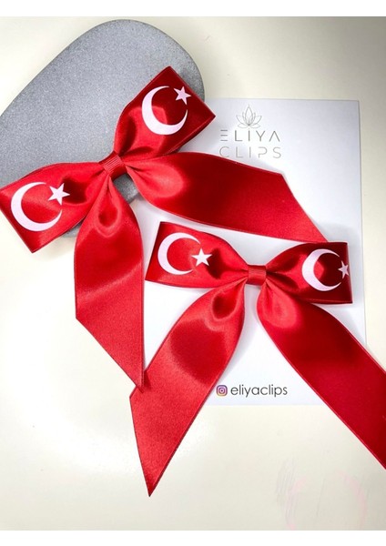 Türk Bayrak Kırmızı Saten Kurdela Fiyonk Klips Toka ELCTURK01 fiyatları