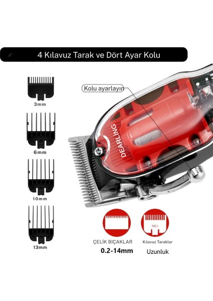 Dearling Şarjlı Saç Kesme Makinesi 3 Saat Çalışma Süresi