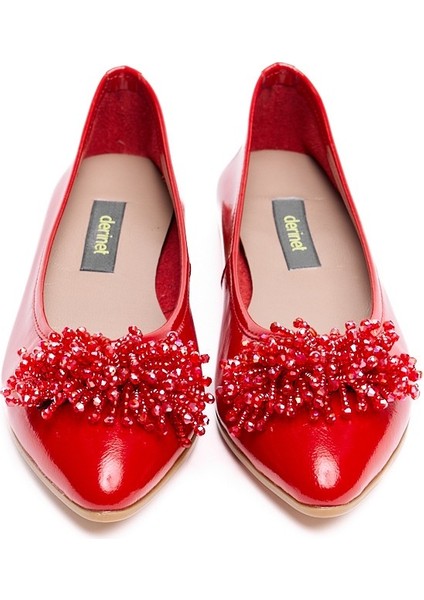 Hakiki Deri Taşlı Kadın Babet modelleri