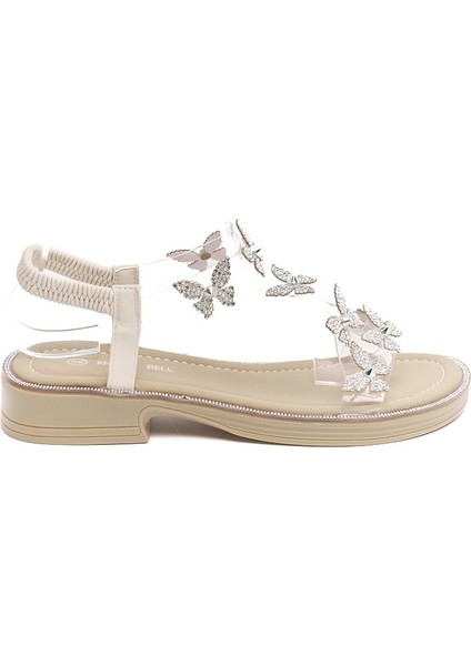 Taşlı Kelebek Aksesuarlı Kadın Sandalet