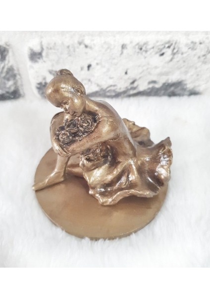 El Yapımı Dekoratif Balerin Biblosu.gold Renkli Oturan Balerin Biblosu.