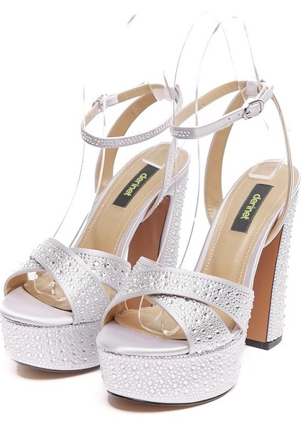 Bilekten Bantlı Taşlı Platformlu Kadın Topuklu Ayakkabı fiyatları