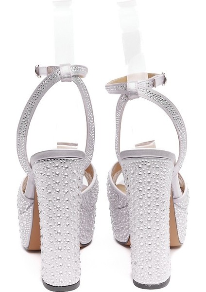 Bilekten Bantlı Taşlı Platformlu Kadın Topuklu Ayakkabı fırsatları