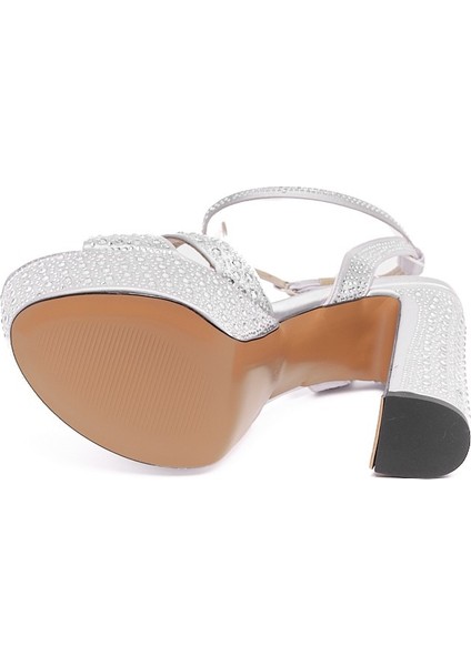 Bilekten Bantlı Taşlı Platformlu Kadın Topuklu Ayakkabı indirimleri