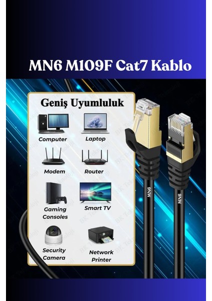 M109F Cat7 Kablo/2 METRE/10GBPS-2000MHZ-24 Awg-S/stp-Cat7 Ethernet Kablosu