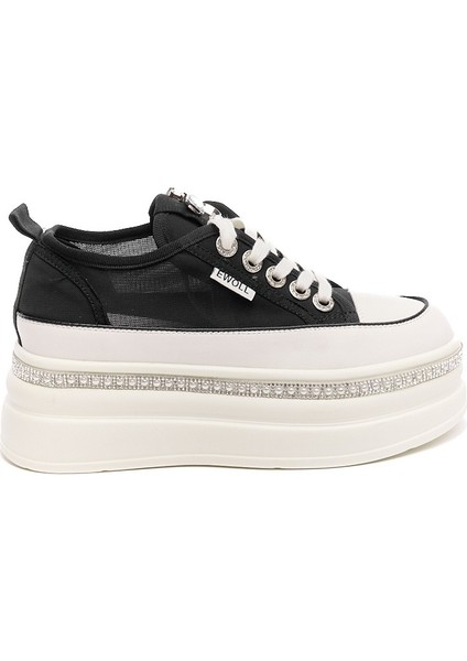 Yüksek Taban Bağcıklı Fileli Günlük Kadın Sneaker