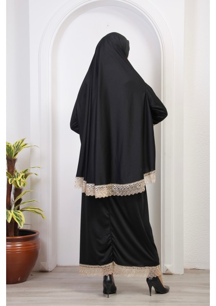 Iki Parça Düz Renk Başörtülü Kadın Namaz Elbisesi modelleri