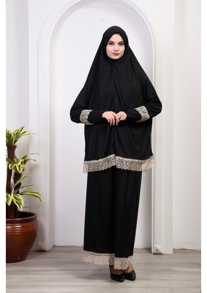 Iki Parça Düz Renk Başörtülü Kadın Namaz Elbisesi indirimleri
