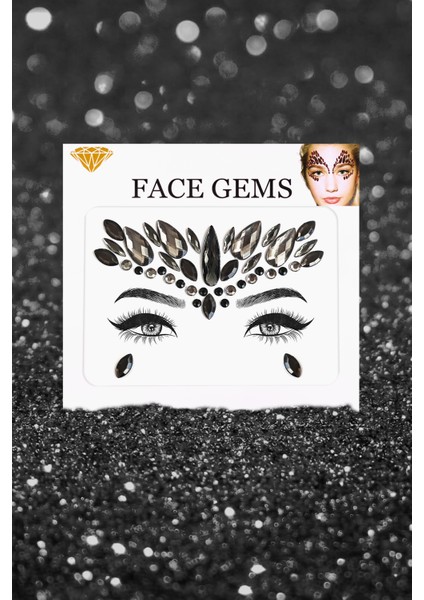 Obsidian Kristal Kesim Makyaj Festival Yüz Taşı Siyah Renk Face Gems