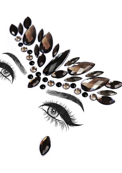 Obsidian Kristal Kesim Makyaj Festival Yüz Taşı Siyah Renk Face Gems fiyatları
