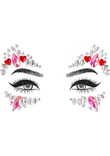 Crimson Kalp Detaylı Kendinden Yapışkanlı Yüz Makyaj Taşı Face Sticker fiyatları
