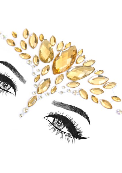 Gold Renk Işıltılı Kristal Yüz Taşı Face Gems Sticker fiyatları