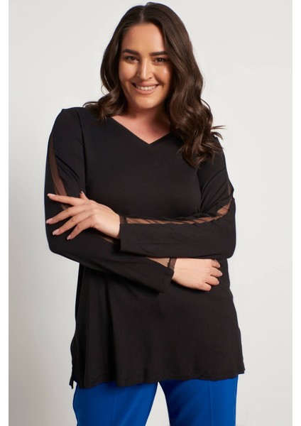 Kolları File Detaylı Bluz