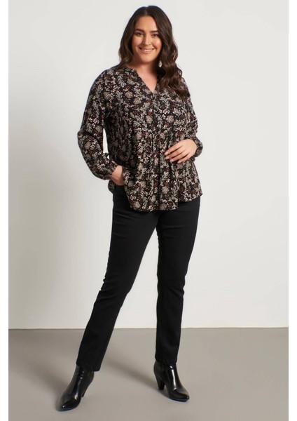 V Yaka Önü Büzgülü Bluz fırsatları