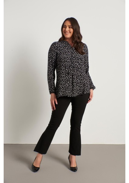 V Yaka Önü Büzgülü Bluz fırsatları