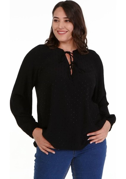 V Yaka Önü Bağcıklı Bluz