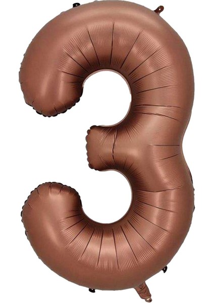 3 Rakam Karamel Folyo Balon 34 Inç 76-82 cm