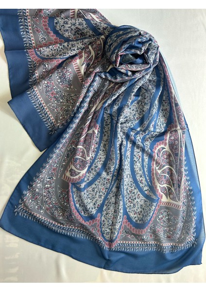 Kadın Pamuklu Mavi Retro Etnik Şal modelleri
