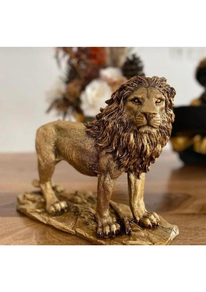Aslan Figürü Biblo Gold Renkli